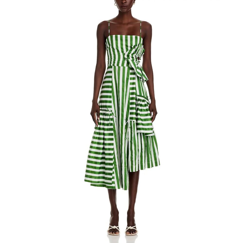 FARM Rio Tropical Flight Stripes Midi Dress, Green/White, NWT 🇧🇷 - Picture 7 of 16